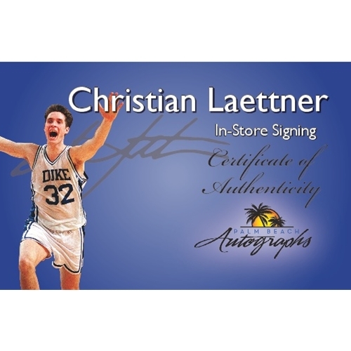 Christian Laettner Autographed Signed Duke Blue Devils (White #32) Deluxe Framed Jersey With The Shot , 3/28/92 Image a