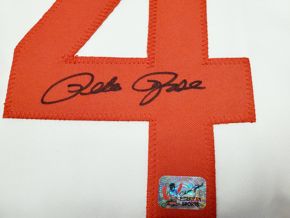Cincinnati Reds Pete Rose Autographed White Jersey Pr Holo #197040 Image a