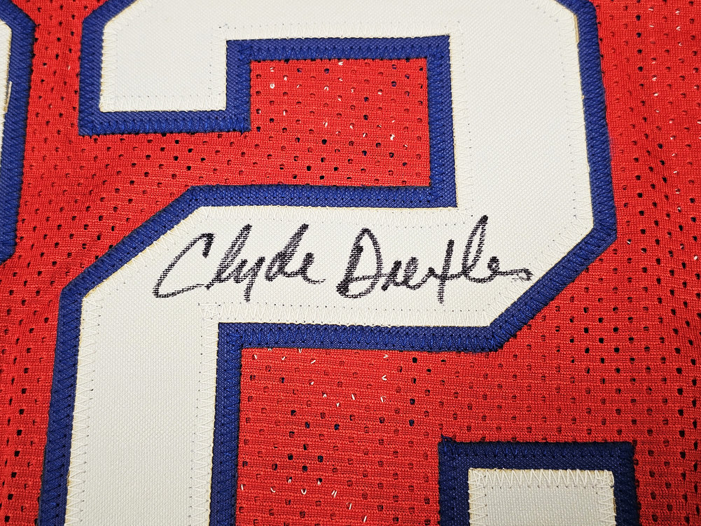 Houston Cougars Clyde Drexler Autographed Red Jersey JSA Image a