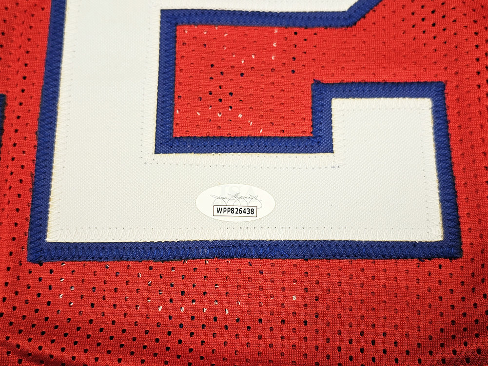 Houston Cougars Clyde Drexler Autographed Red Jersey JSA Image a