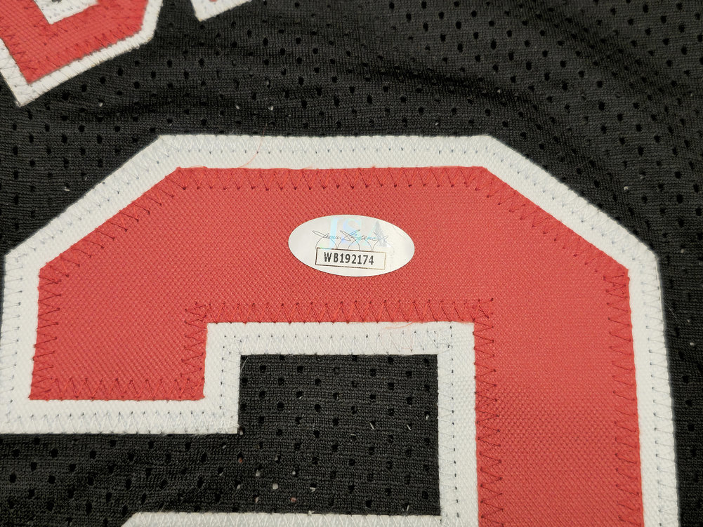 Portland Trailblazers Clyde Drexler Autographed Black & Red Jersey JSA Image a