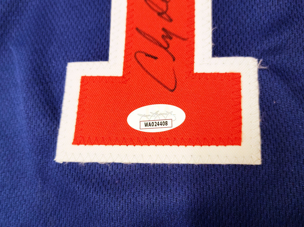 Team Usa Clyde Drexler Autographed Blue Jersey The Glide JSA Image a
