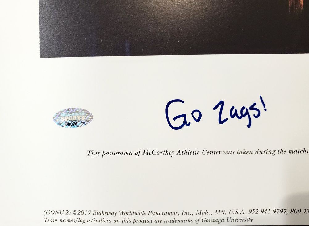 Corey Kispert Autographed Signed 13.5X40 Panoramic Photo Gonzaga Bulldogs "Go Zags" Mcs Holo #194797 Image a