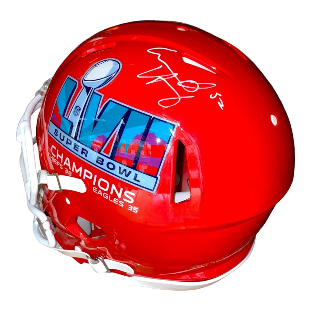 Creed Humphrey Signed Chiefs Riddell SB LVII Champs FS Authentic Helmet- Beckett Image a