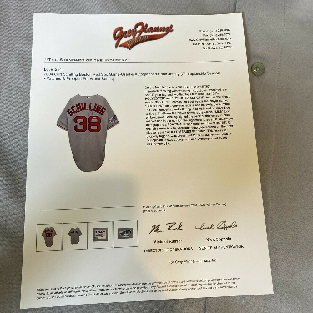 Curt Schilling Autographed Signed 2004 Game Used Boston Red Sox World Series Jersey JSA COA Image a