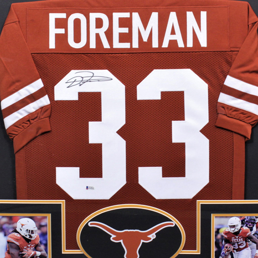 D'Onta Foreman Texas Longhorns Autographed Signed Framed Orange Jersey - Beckett Authentic Image a