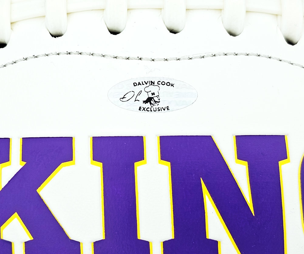 Dalvin Cook Autographed Minnesota Vikings White Logo Football Fanatics Holo #218724 Image a