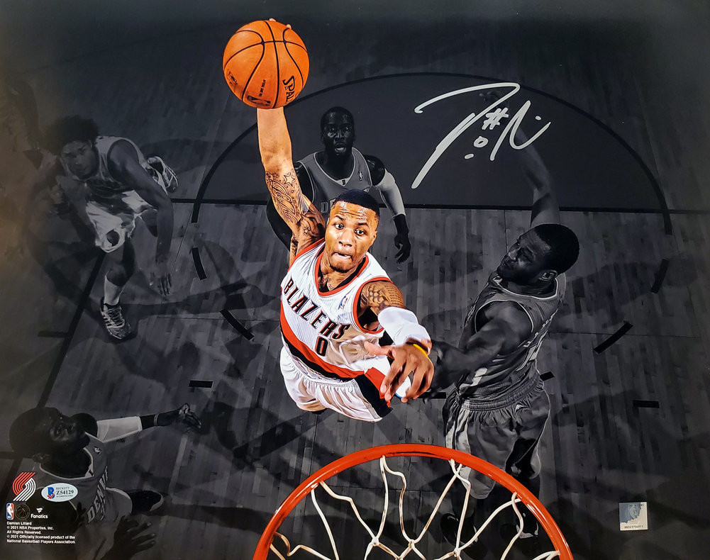 Damian Lillard Autographed Framed 16X20 Photo Portland Trail Blazers Beckett Beckett Image a