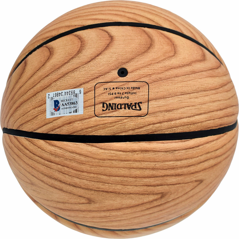 Damian Lillard Autographed Signed Official Spalding Portland Trail Blazers Wood Logo Basketball Beckett Beckett Image a