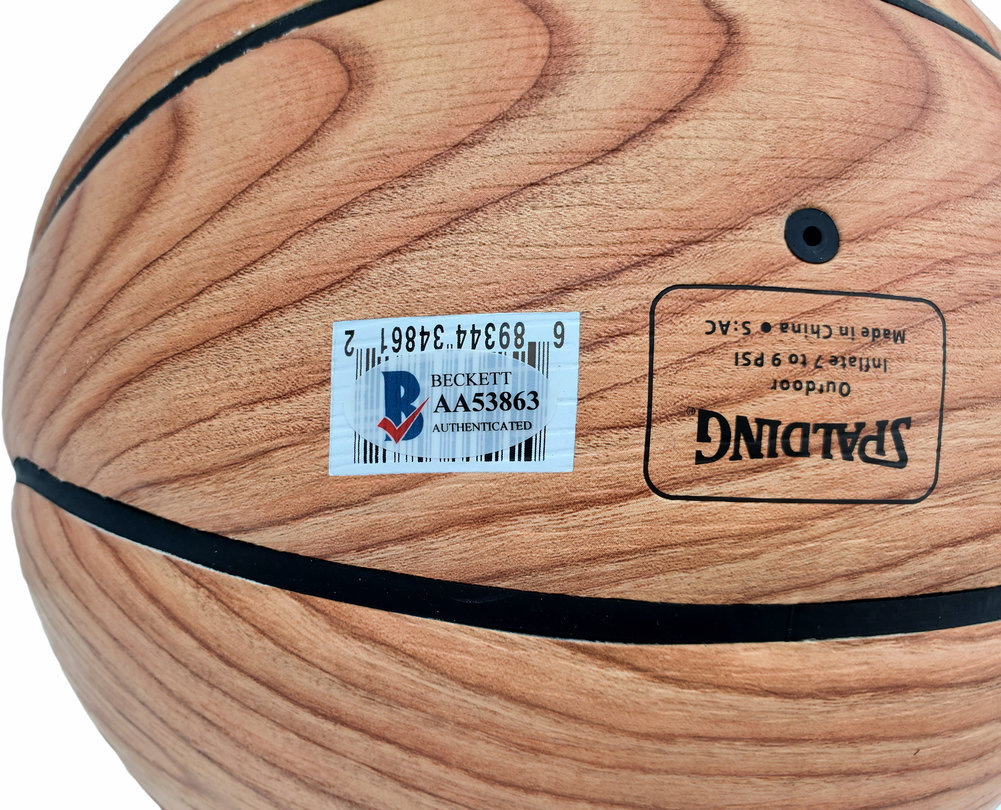 Damian Lillard Autographed Signed Official Spalding Portland Trail Blazers Wood Logo Basketball Beckett Beckett Image a