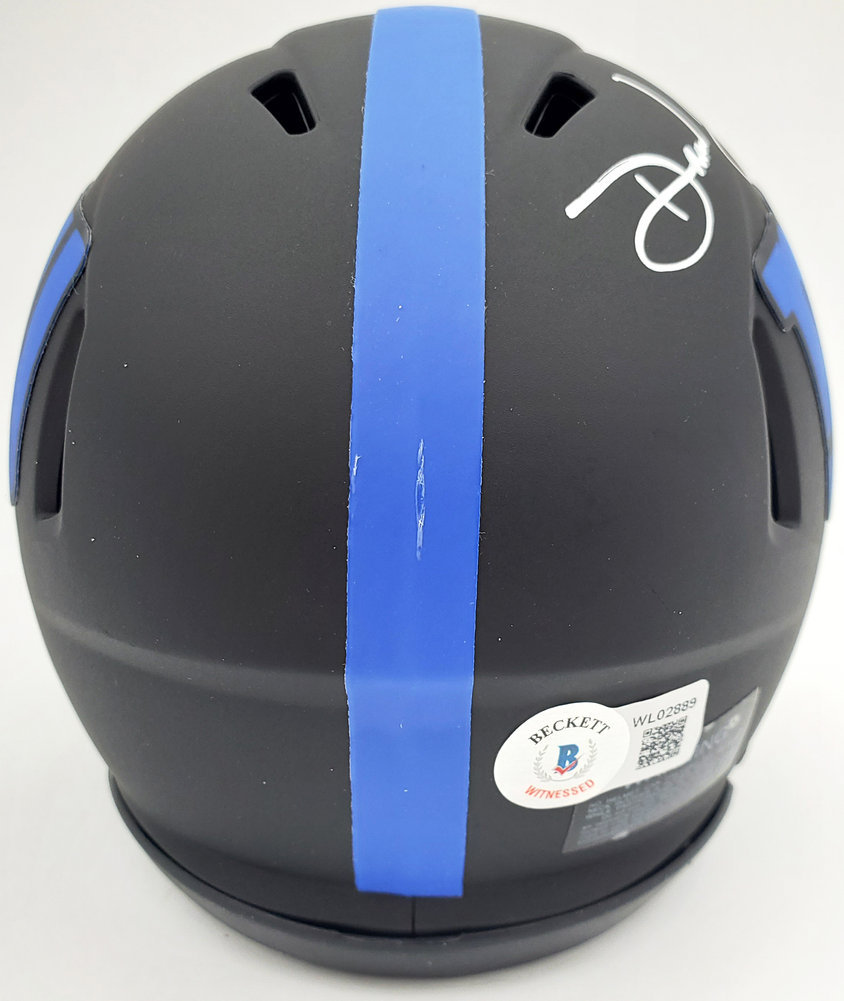 Daniel Jones Autographed Signed New York Giants Eclipse Black Speed Mini Helmet Beckett Beckett Qr Image a