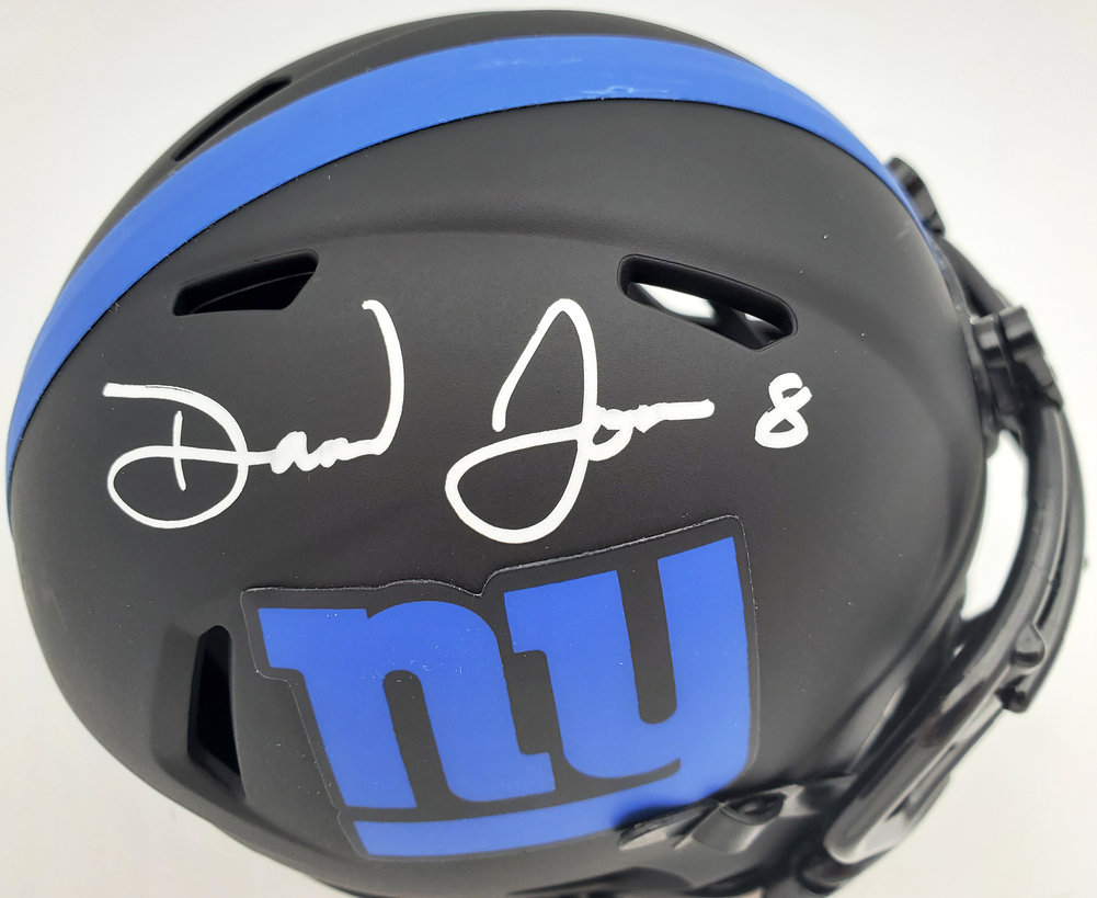 Daniel Jones Autographed Signed New York Giants Eclipse Black Speed Mini Helmet Beckett Beckett Qr Image a