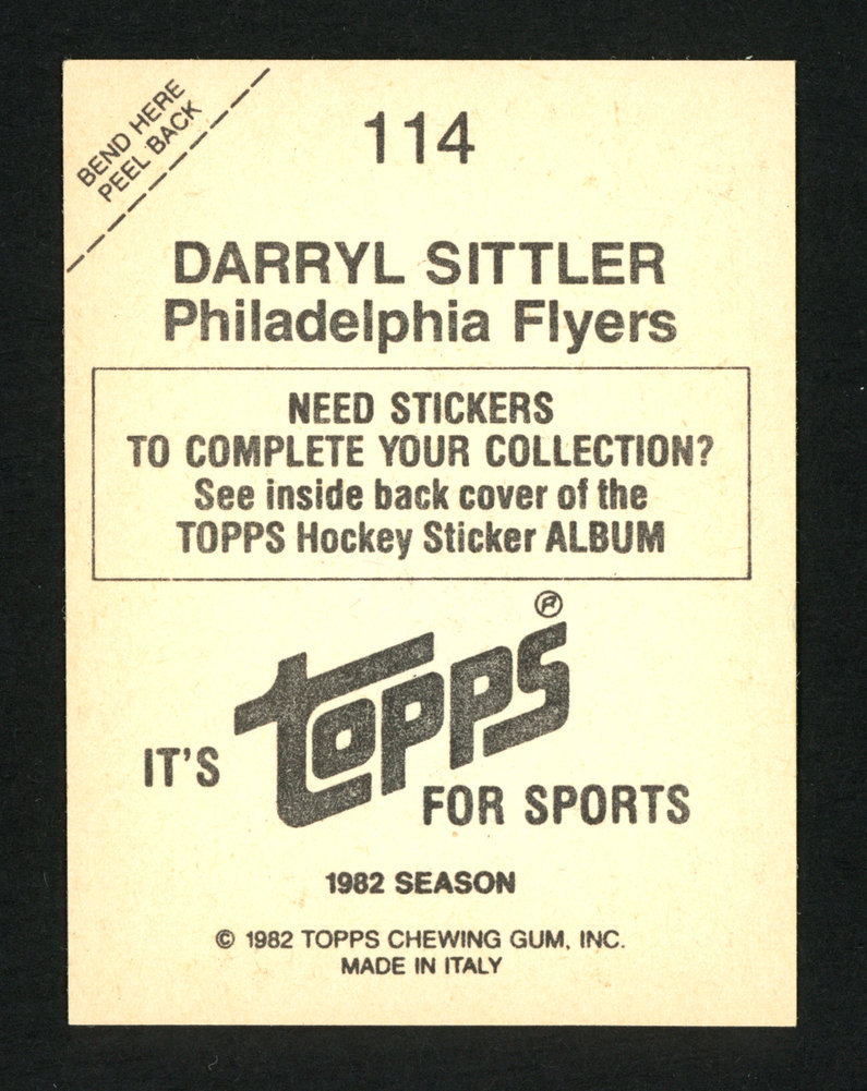 Darryl Sittler Autographed 1982-83 Topps Sticker Card #114 Philadelphia Flyers #154111 Image a