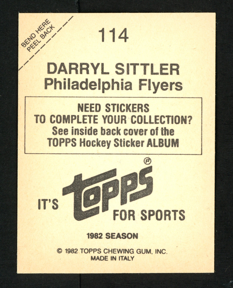 Darryl Sittler Autographed 1982-83 Topps Sticker Card #114 Philadelphia Flyers #154110 Image a