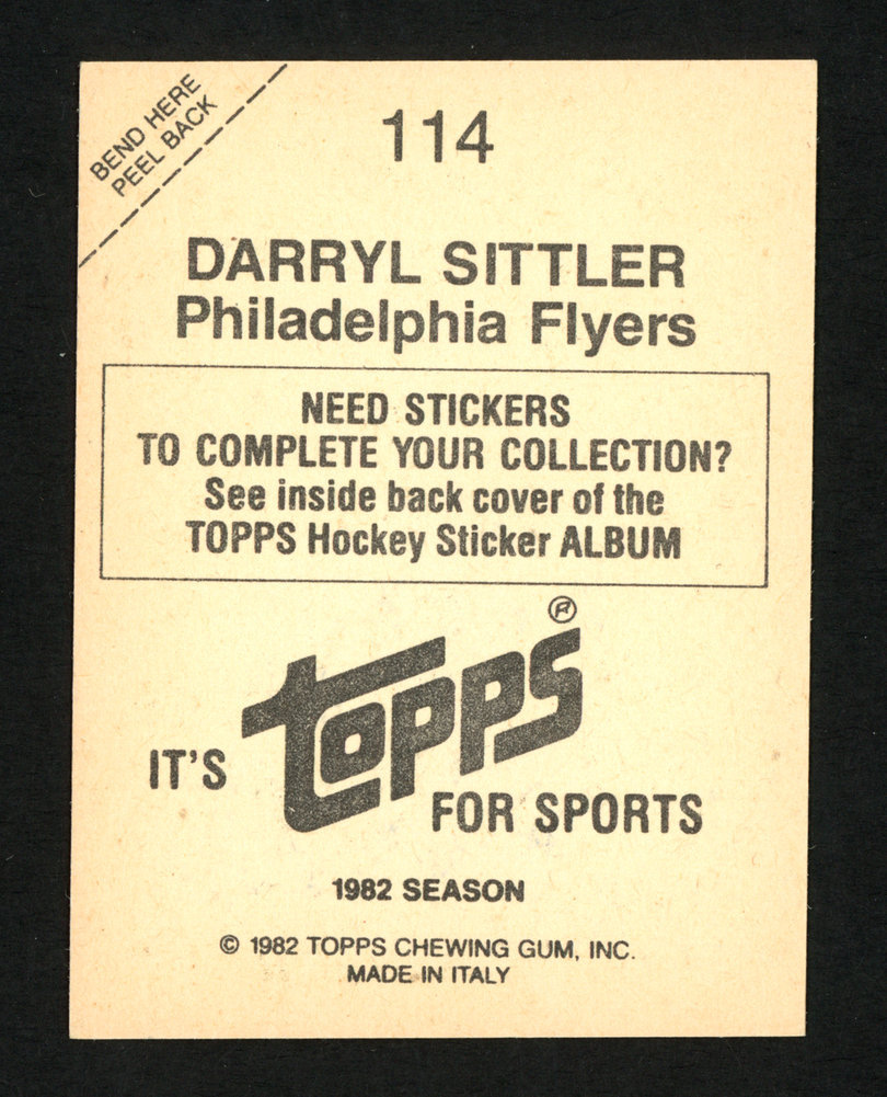 Darryl Sittler Autographed 1982-83 Topps Sticker Card #114 Philadelphia Flyers #154112 Image a