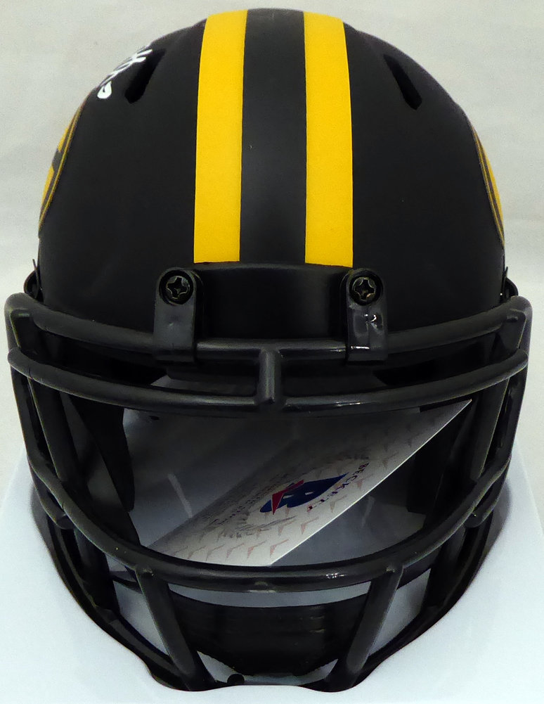 Davante Adams Autographed Signed Eclipse Black Green Bay Packers Speed Mini Helmet Beckett Beckett Image a