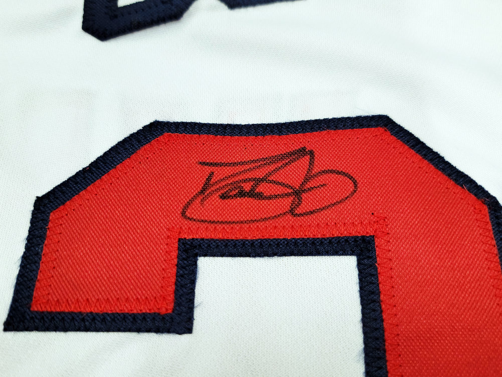 Atlanta Braves Dave Justice Autographed White Jersey A-Town JSA Image a