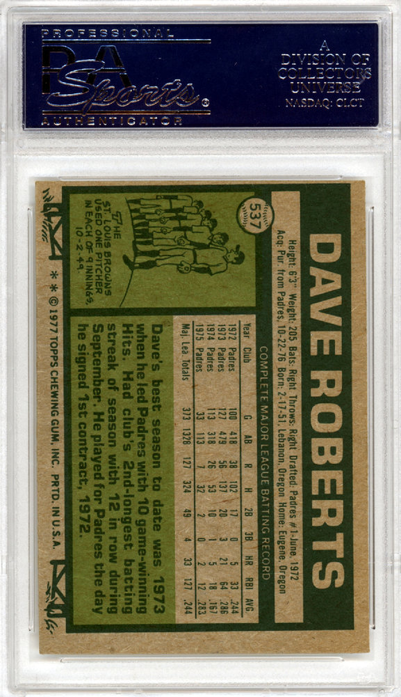 Dave Roberts Autographed 1980 Topps Card #93 Texas Rangers PSA/DNA Image a