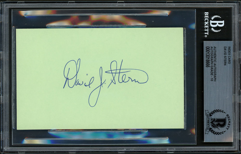 David Stern Autographed 3X5 Index Card NBA Commissioner Beckett Beckett Image a
