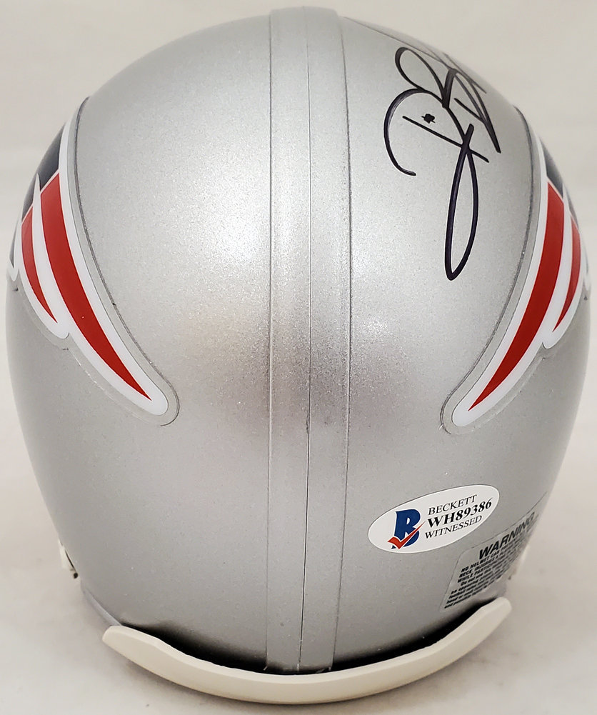 Deion Branch Autographed Signed New England Patriots Silver Mini Helmet Beckett Beckett Image a