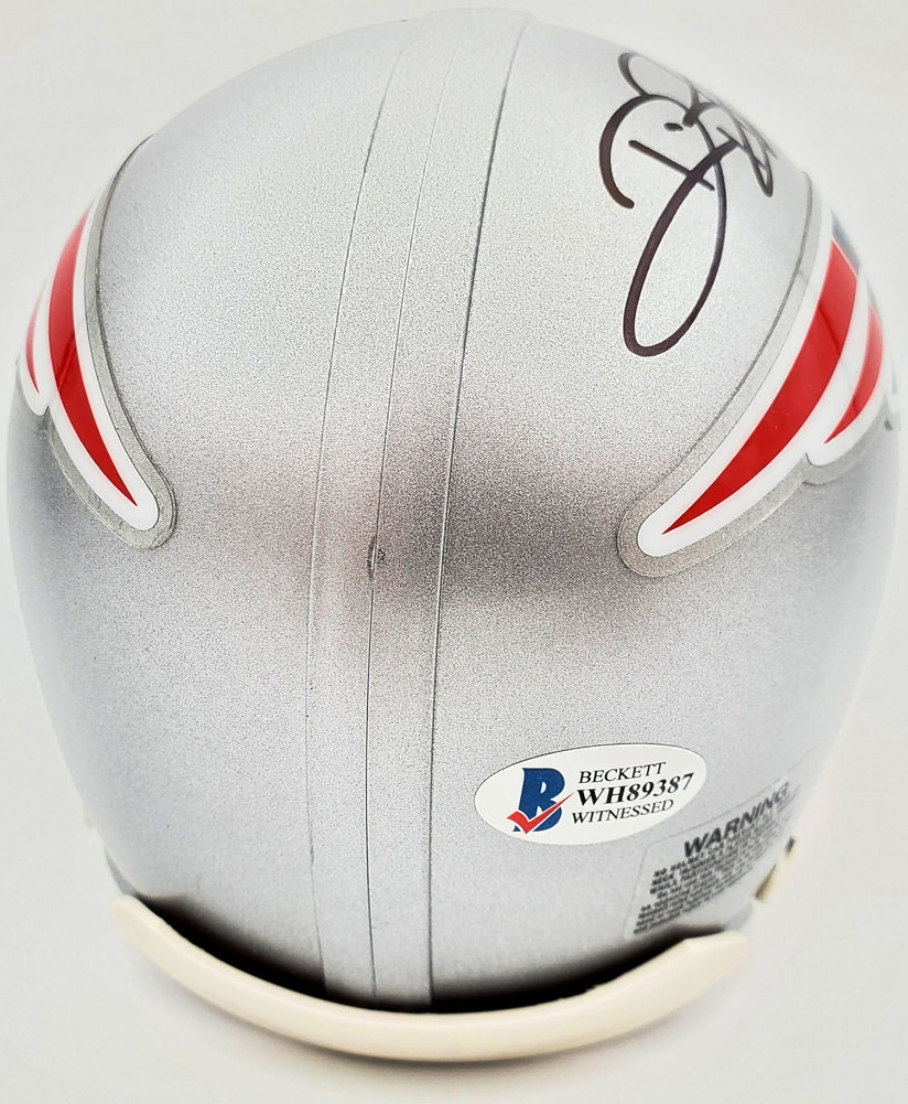 Deion Branch Autographed New England Patriots Silver Mini Helmet Beckett Beckett Image a