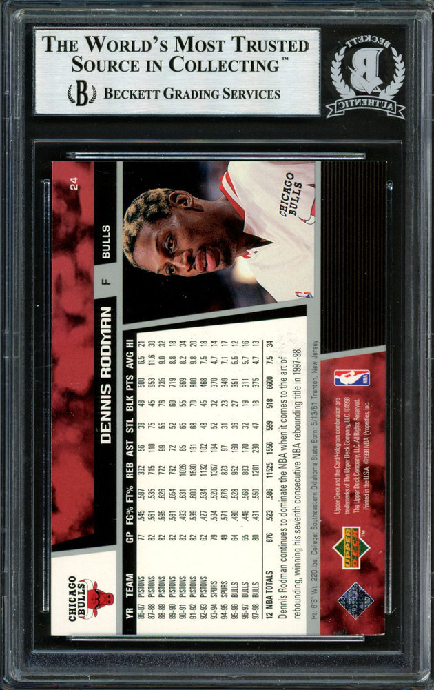 Dennis Rodman Autographed 1997-98 UDA Card #24 Chicago Bulls Beckett Beckett Image a