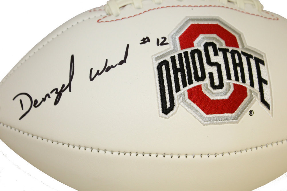 Denzel Ward Ohio State Buckeyes Autographed Signed White Panel Football