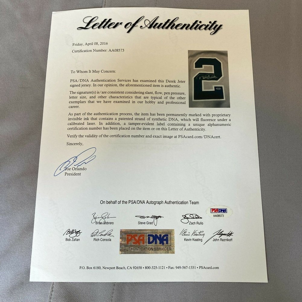 Derek Jeter Autographed Signed 2011 Game Used Jersey Photo Matched Jersey Steiner & PSA DNA Image a