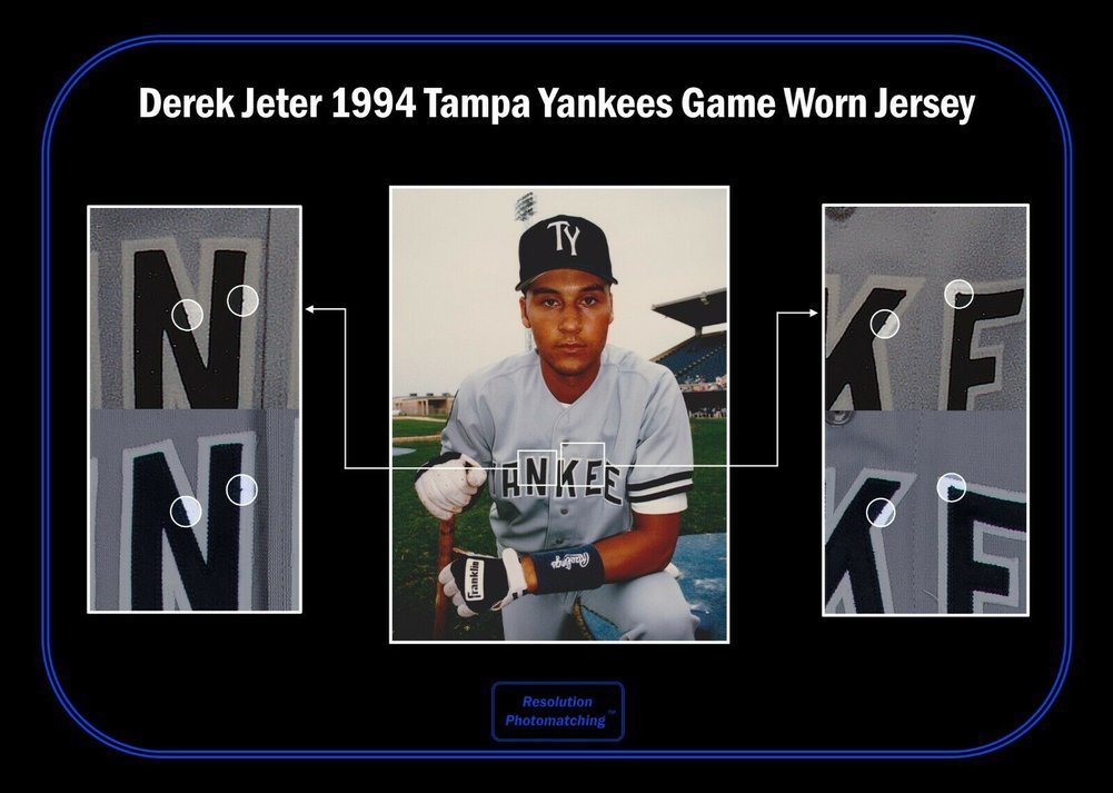 Derek Jeter Autographed Signed Earliest Game Used Photo Matched New York Yankees Jersey JSA Image a