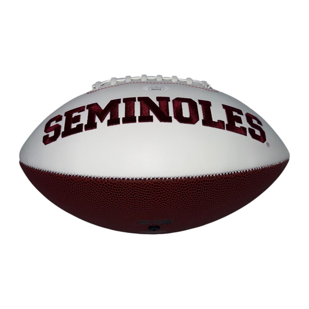 Derrick Brooks Autographed Signed Florida State Seminoles White Panel Football w/93 Champs Ins - JSA Image a