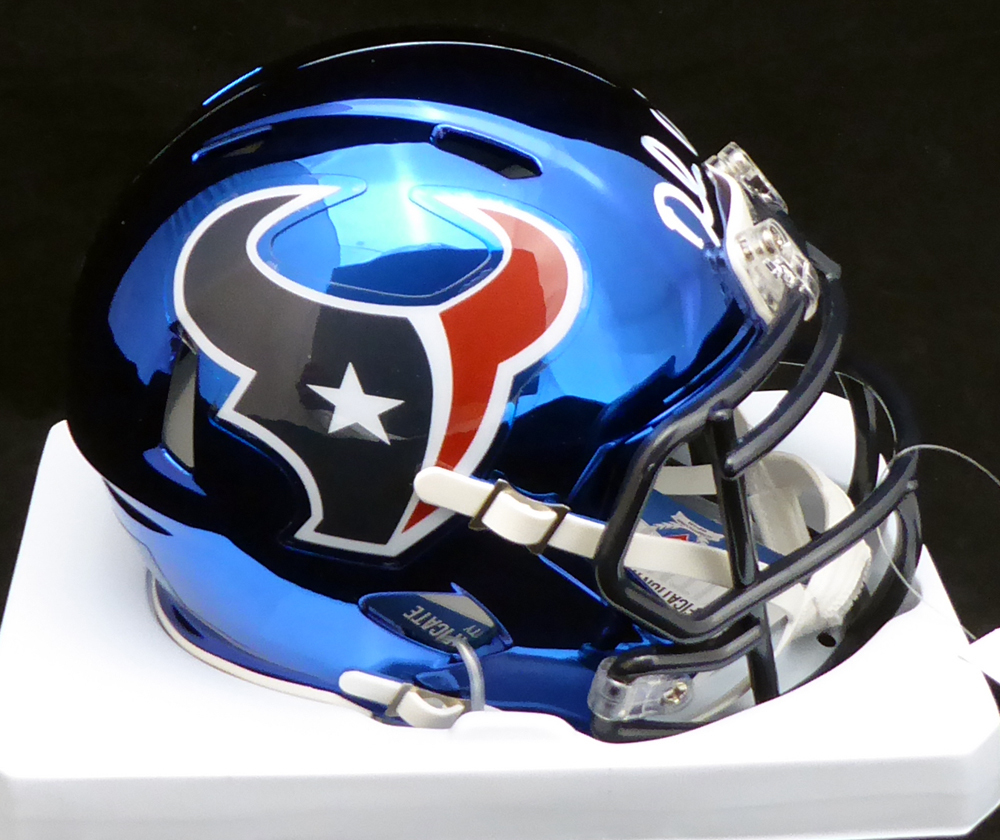 Deshaun Watson Autographed Signed Houston Texans Blue Chrome Speed Mini Helmet Beckett Beckett Image a