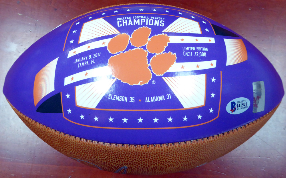 Deshaun Watson Autographed Signed Clemson Tigers National Champions Limited Edition NCAA Leather Football Beckett Beckett Image a