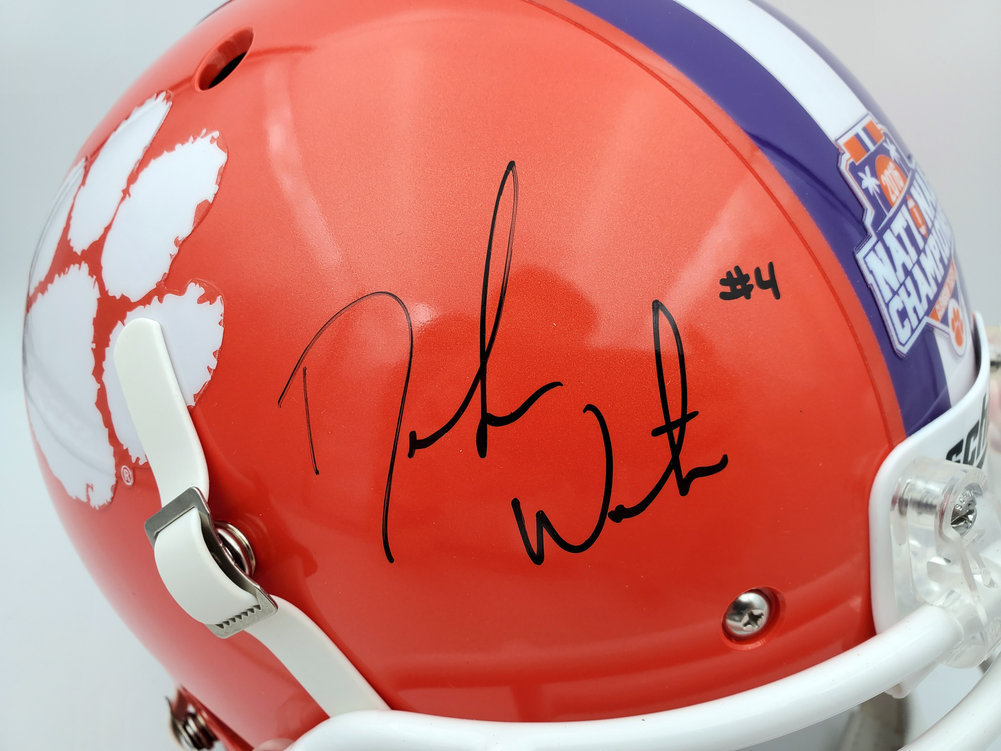 Deshaun Watson Autographed Signed Clemson Tigers Orange Authentic National Champs Sticker Full Size Helmet Beckett Beckett Image a