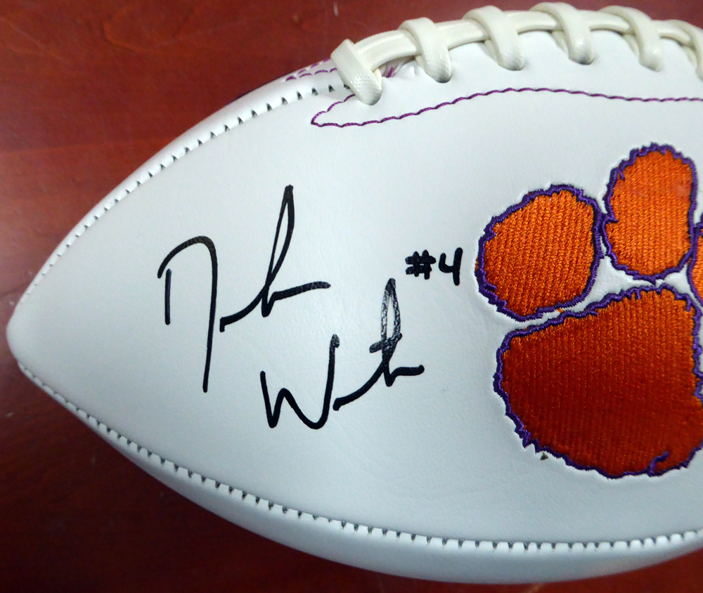 Deshaun Watson Autographed Clemson Tigers White Logo Football Beckett Beckett Image a