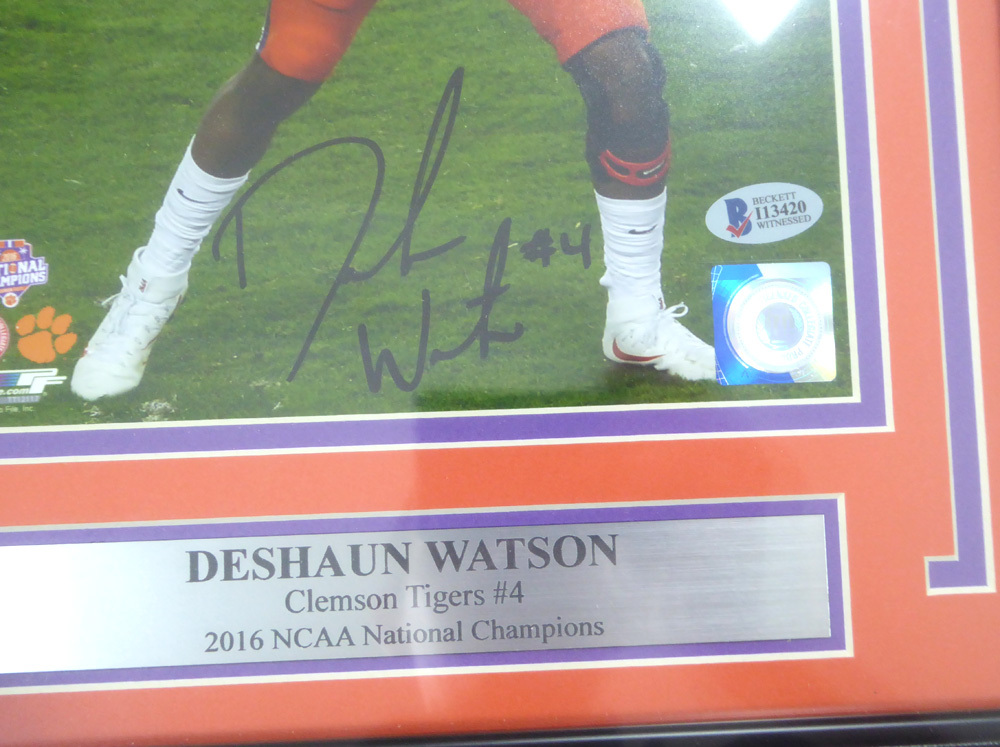 Deshaun Watson Autographed Framed 8X10 Photo Clemson Tigers Beckett Beckett Image a