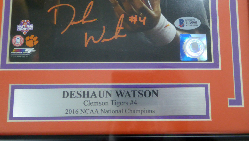 Deshaun Watson Autographed Framed 8X10 Photo Clemson Tigers Beckett Beckett Image a
