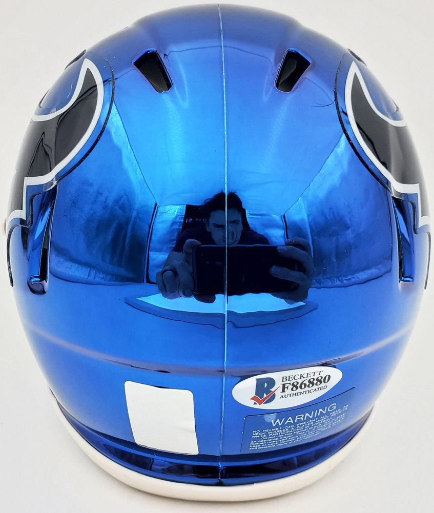 Deshaun Watson Autographed Signed Houston Texans Blue Chrome Speed Mini Helmet Beckett Beckett Image a