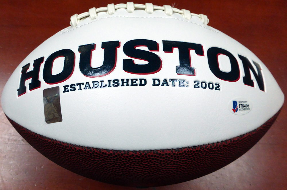 Deshaun Watson Autographed Houston Texans White Logo Football Beckett Beckett Image a