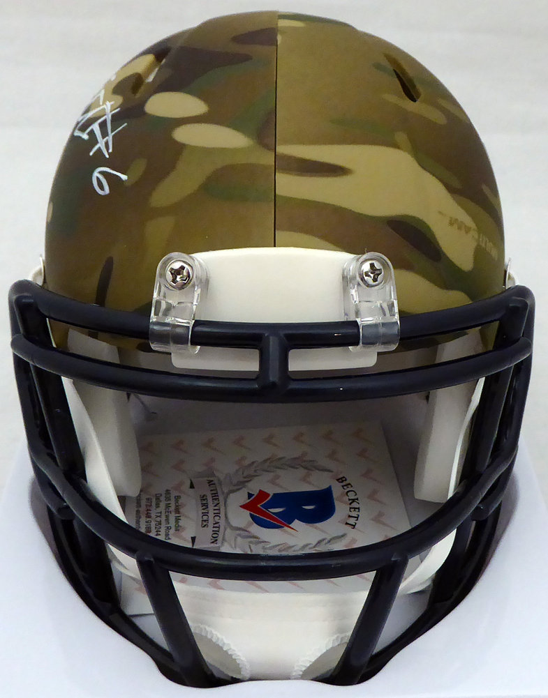 Devonta Smith Autographed Alabama Crimson Tide Camo Speed Mini Helmet Beckett Beckett Image a