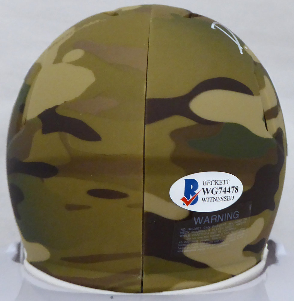 Devonta Smith Autographed Alabama Crimson Tide Camo Speed Mini Helmet Beckett Beckett Image a