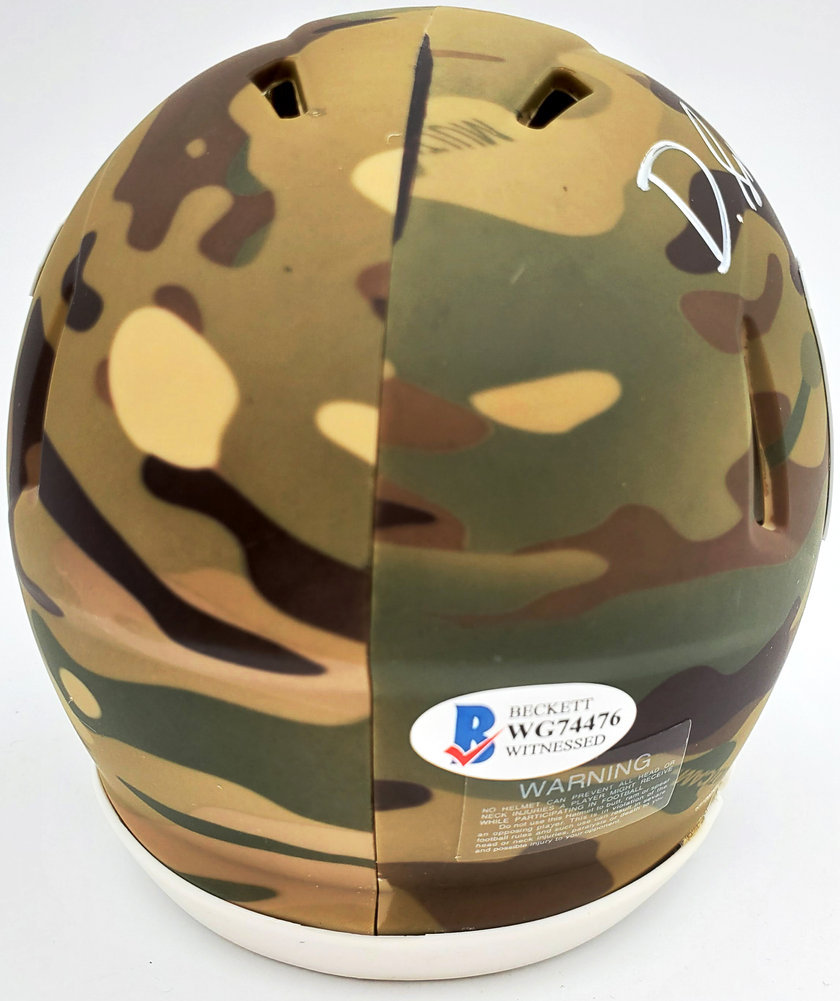 Devonta Smith Autographed Alabama Crimson Tide Camo Speed Mini Helmet Beckett Beckett Image a
