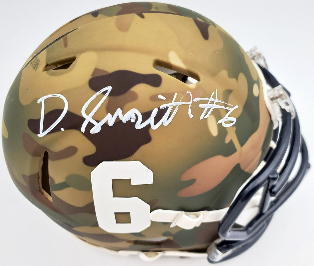 Devonta Smith Autographed Alabama Crimson Tide Camo Speed Mini Helmet Beckett Beckett Image a