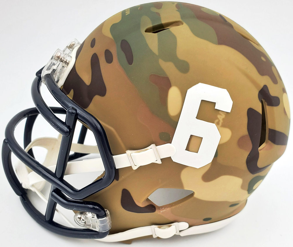 Devonta Smith Autographed Alabama Crimson Tide Camo Speed Mini Helmet Beckett Beckett Image a