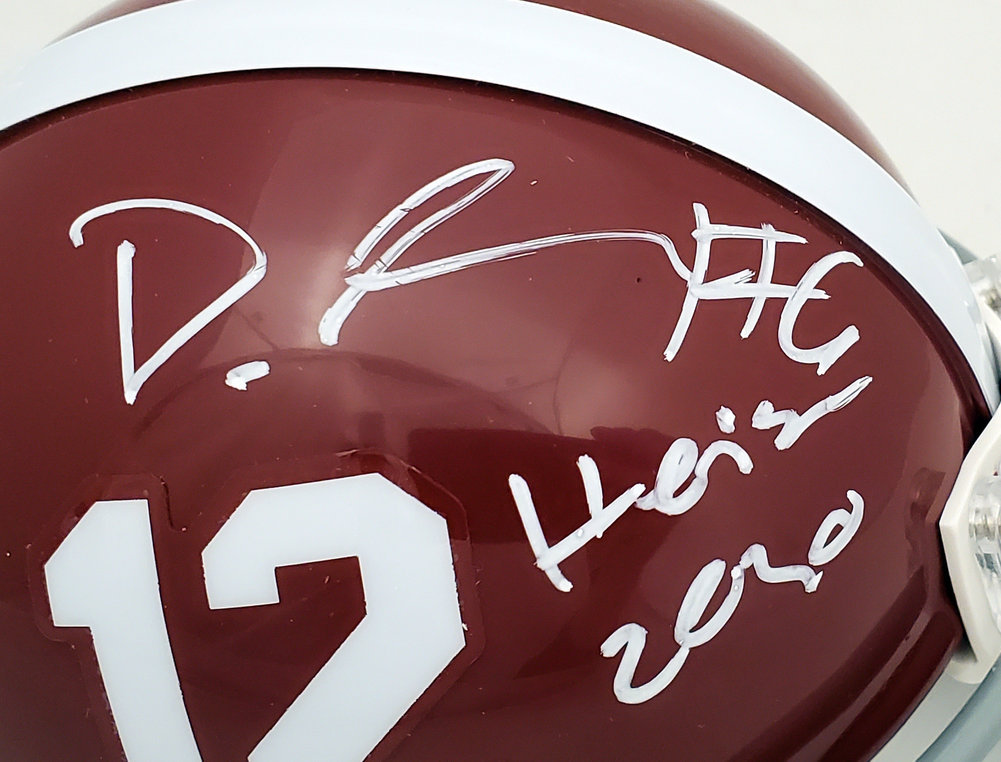 Devonta Smith Autographed Alabama Crimson Tide Mini Helmet "Heisman 2020" Beckett Beckett Image a