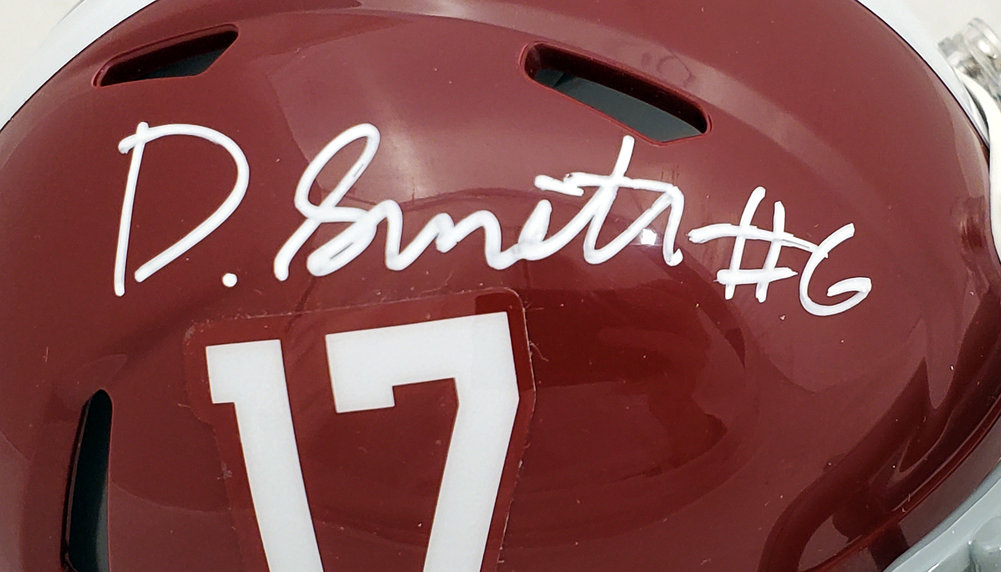 Devonta Smith Autographed Alabama Crimson Tide Speed Mini Helmet Beckett Beckett Image a