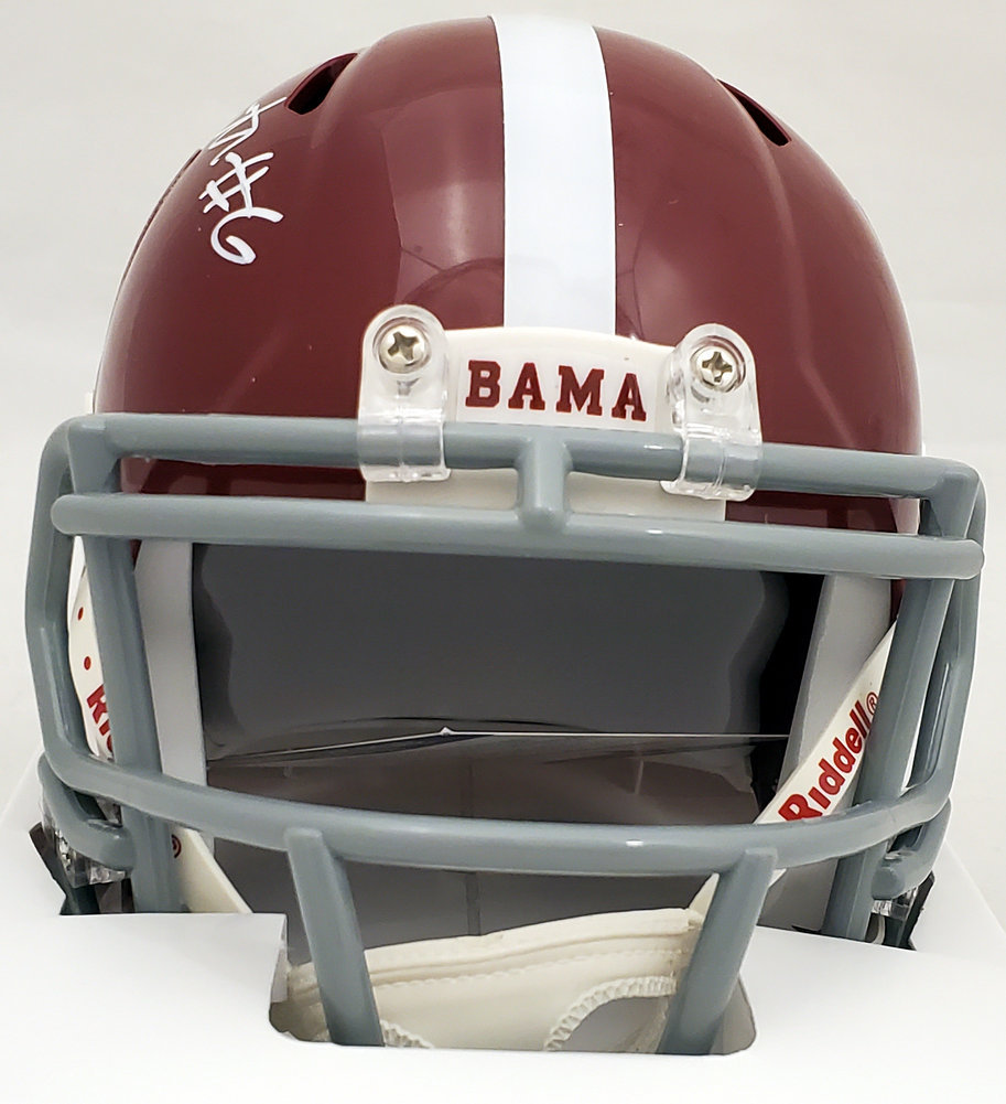 Devonta Smith Autographed Alabama Crimson Tide Speed Mini Helmet Beckett Beckett Image a