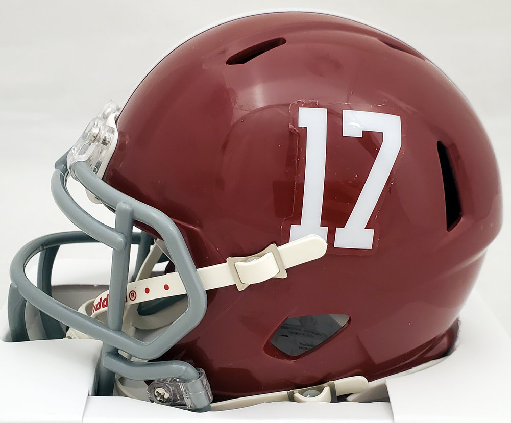 Devonta Smith Autographed Alabama Crimson Tide Speed Mini Helmet Beckett Beckett Image a