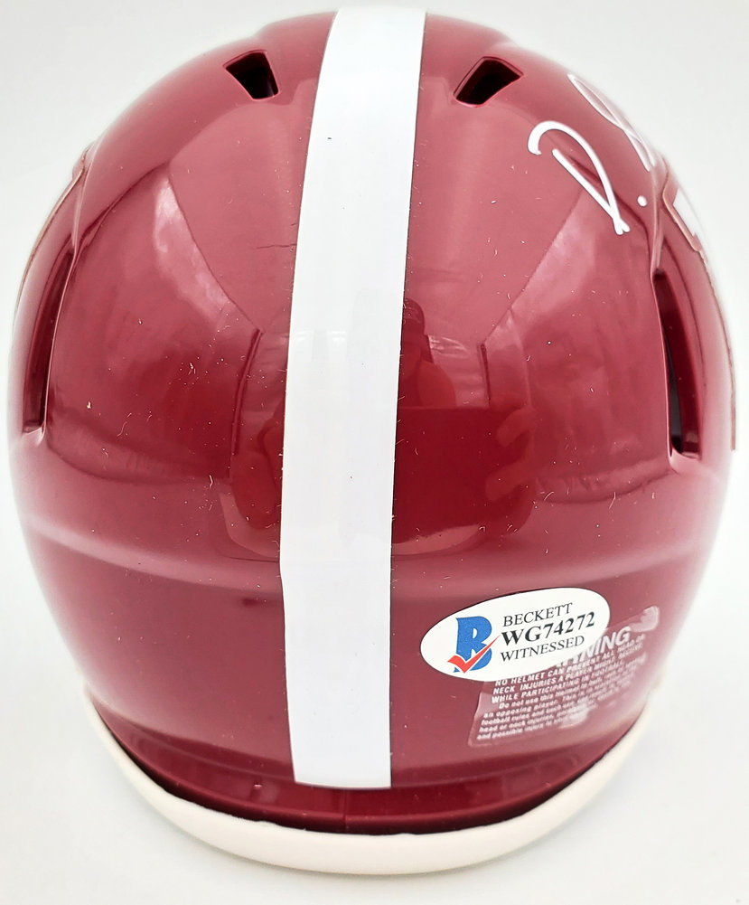 Devonta Smith Autographed Alabama Crimson Tide Speed Mini Helmet Beckett Beckett Image a