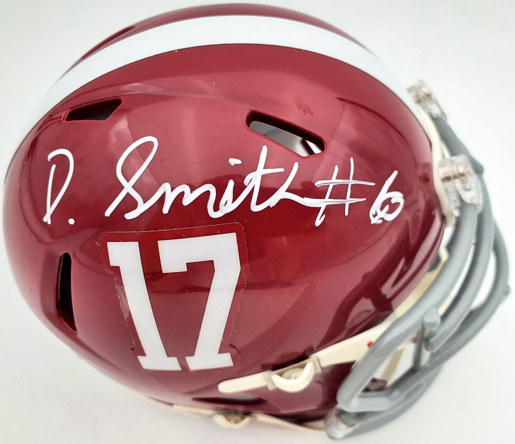 Devonta Smith Autographed Alabama Crimson Tide Speed Mini Helmet Beckett Beckett Image a