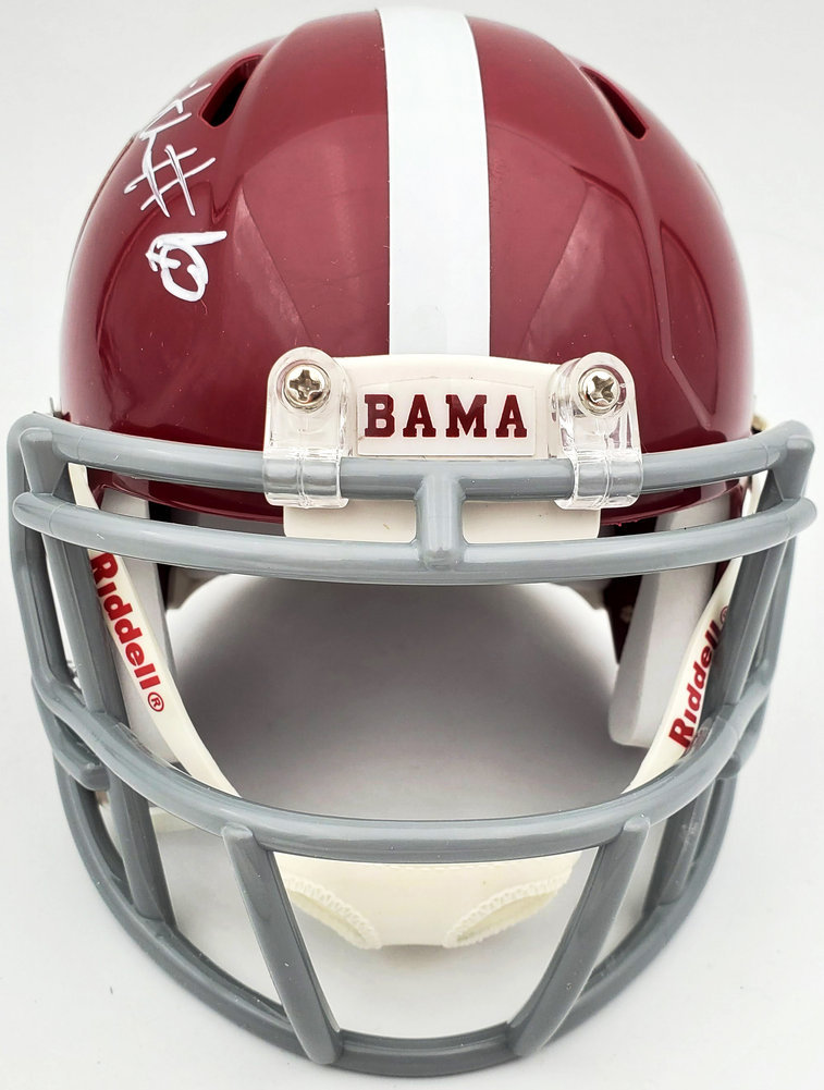 Devonta Smith Autographed Alabama Crimson Tide Speed Mini Helmet Beckett Beckett Image a